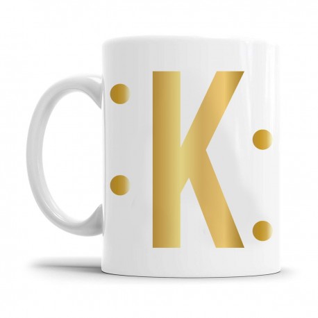 Home Nature taza cerámica lunares letra K dorada