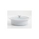 Cacerola de cerámica con tapa 2.3qt blanca ovalada