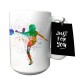 Taza de cerámica con diseño de jugadora de fútbol gol multicolor