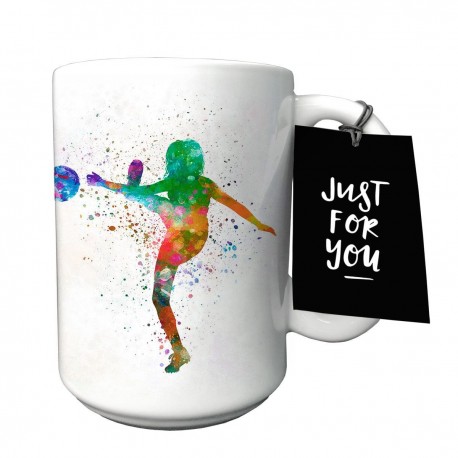 Taza de cerámica con diseño de jugadora de fútbol gol multicolor