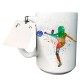 Taza de cerámica con diseño de jugadora de fútbol gol multicolor