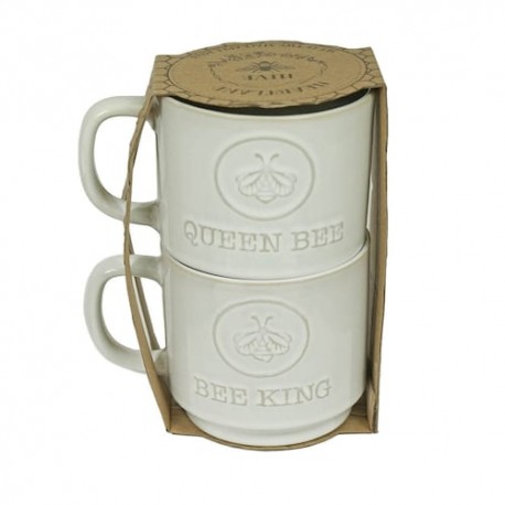 Home Nature 2 tazas apilables abeja con frase