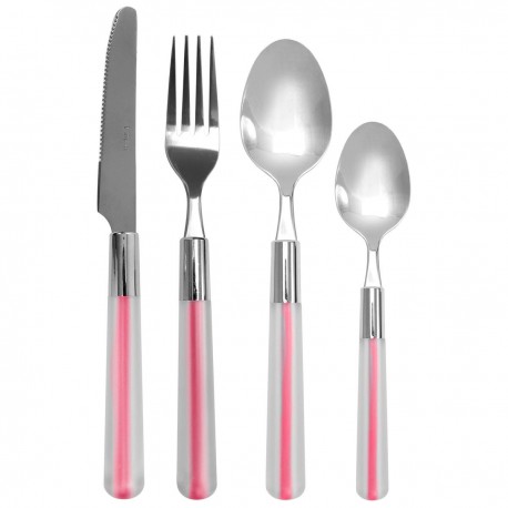 Set de cubiertos acero inoxidable para 4 personas 16 piezas, con charola metalica, CROWN BACCARA