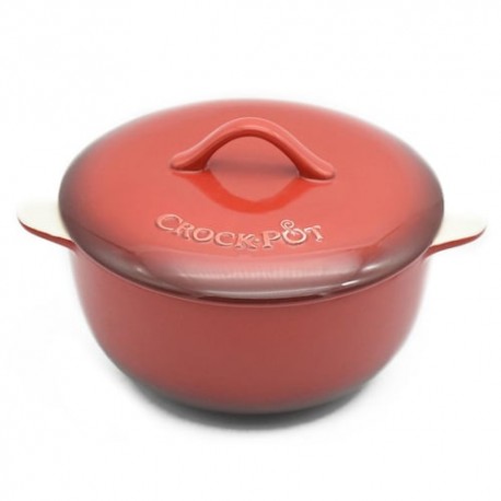 Cacerola con tapa 2.3qt de ceramica color rojo