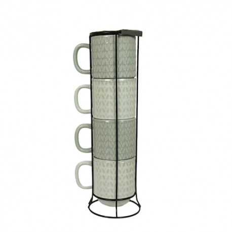 Home Nature 4 tazas apilables gris y blanco