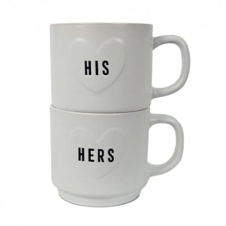 Home Nature 2 tazas cerámica apilables HIS y HERS