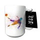 Taza de cerámica con diseño de jugador de fútbol gol multicolor