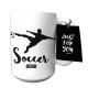 Taza de cerámica con diseño de jugador de soccer 2022 blanco con negro
