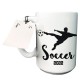 Taza de cerámica con diseño de jugador de soccer 2022 blanco con negro