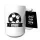Taza de cerámica con diseño de balon soccer 2022 blanco con negro