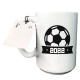 Taza de cerámica con diseño de balon soccer 2022 blanco con negro