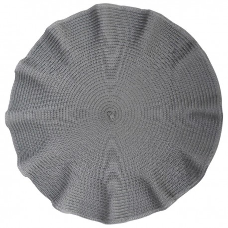 Set de 4 manteles redondos de poliester, color gris, marca CROWN BACCARA