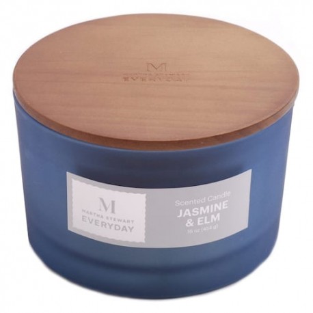 Vela 16oz jazmine - base de vidrio y tapa de madera