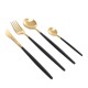 Set de cubiertos CROWN BACCARA color dorado y mango negro, modelo 161522
