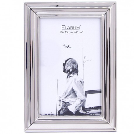 Portarretratos plateado brillante bisel 4x6'