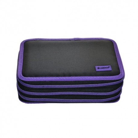 Lapicera tres cierres negro con borde naranja Sabonis