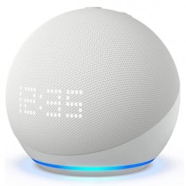 Bocina inteligente Echo Dot 5ta generación con reloj blanco