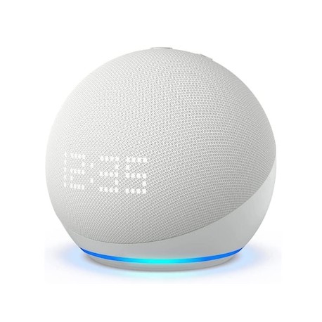 Bocina inteligente Echo Dot 5ta generación con reloj blanco