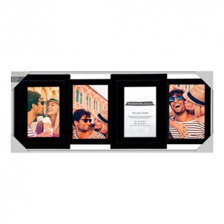 Portaretrato Collage Frame 4x6 para 4 fotos negro