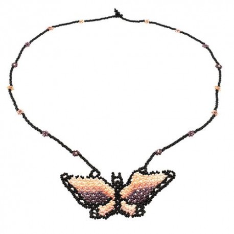 Collar mariposa chaquira multicolor