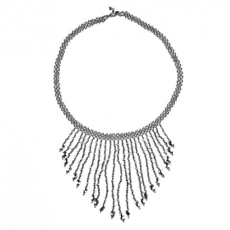 Collar gota chaquira gris