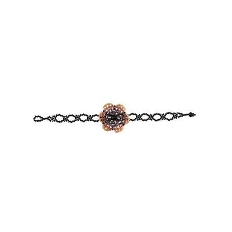 Pulsera ancha flor chaquira