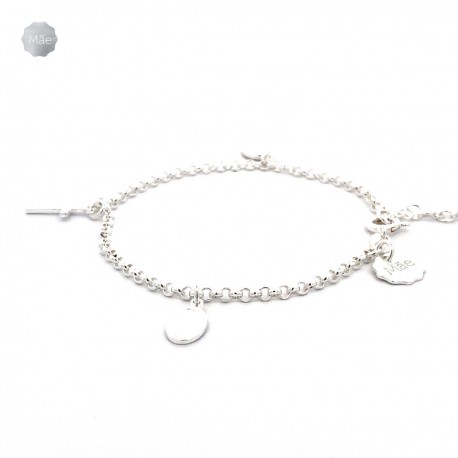 Pulsera Virgen de Guadalupe, Medalla Milagrosa y Cruz plata