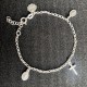 Pulsera Virgen de Guadalupe, Medalla Milagrosa y Cruz plata
