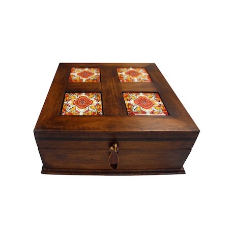 Caja alhajera Viejo Arte mini 4 azulejos - Artesanía