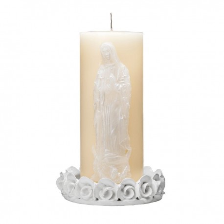 Cirio Virgen de Guadalupe grande con base de cerámica