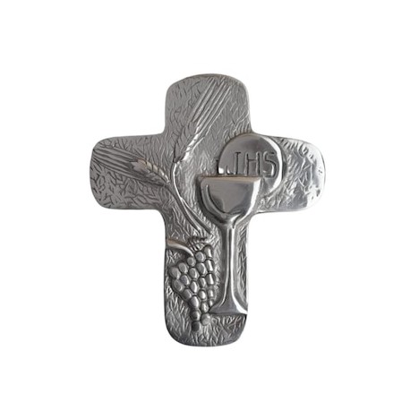 Cruz metal con cáliz