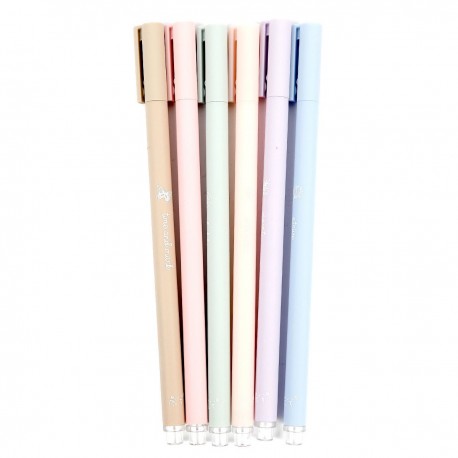 Estuche 6 piezas plumas de gel colores