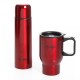 Set 2 piezas thermo y tarro viaje de acero inox color rojo