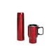 Set 2 piezas thermo y tarro viaje de acero inox color rojo