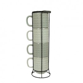 Home Nature 4 tazas apilables gris y blanco