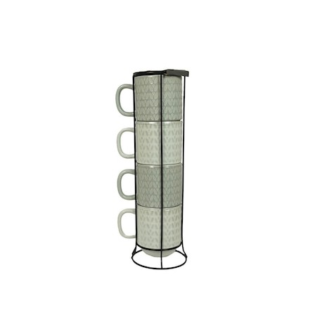 Home Nature 4 tazas apilables gris y blanco