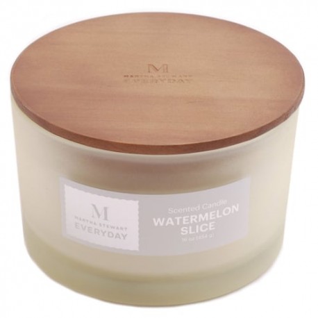 Vela 16oz melon - base de vidrio y tapa de madera