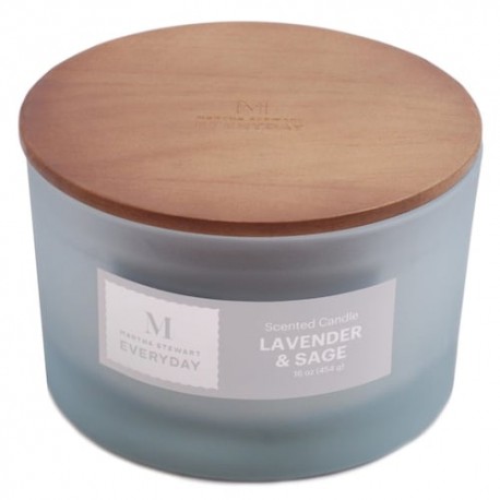 Vela 16oz lavanda - base de vidrio y tapa de madera