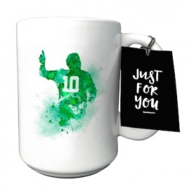 Taza de cerámica con diseño de jugador de fútbol 10 verde