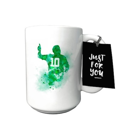 Taza de cerámica con diseño de jugador de fútbol 10 verde