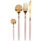 Set de cubiertos acero inoxidable para 4 personas 16 piezas, color dorado, CROWN BACCARA