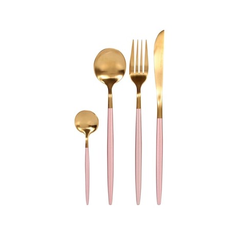 Set de cubiertos acero inoxidable para 4 personas 16 piezas, color dorado, CROWN BACCARA