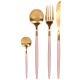 Set de cubiertos acero inoxidable para 4 personas 16 piezas, color dorado, CROWN BACCARA