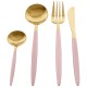 Set de cubiertos acero inoxidable para 4 personas 16 piezas, color dorado, CROWN BACCARA
