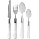 Set de cubiertos acero inoxidable para 4 personas 16 piezas, con rack metalico, CROWN BACCARA