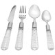Set de cubiertos acero inoxidable para 4 personas 16 piezas, con rack metalico, CROWN BACCARA