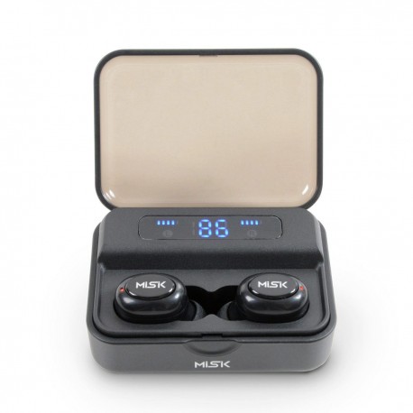 Audífonos Misik True Wireless y Powerbank de 2200 mAh Negro