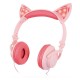 Audífonos Misik Orejas de Gato con Luz Rosa