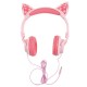 Audífonos Misik Orejas de Gato con Luz Rosa