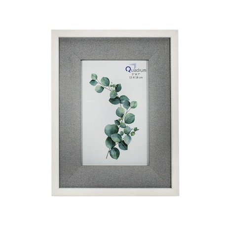 Portarretratos QUADRUM bicolor marco interno gris texturizado y marco externo blanco texturizado con vetas 5x7 pulgadas